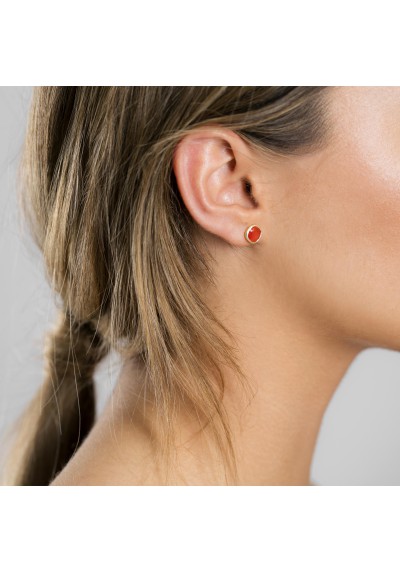 AYALA earrings. 18kt gold plated silver & orange agate