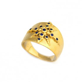 BANAU star gold plated silver sapphire ring