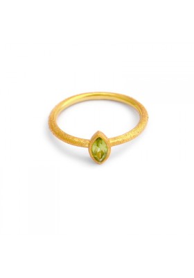 PALM & SEA 18 kt gold plated silver ring and green peridot