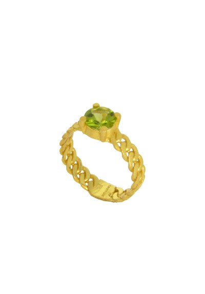 MARTINIQUE ring. 18kt Gold plated Silver and natural peridot