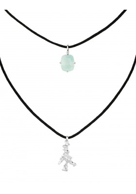 LANKA necklace. Silver & blue chalcedony